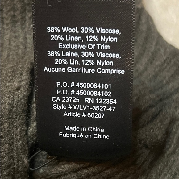 Babaton Wool & Linen Blend Dark Olive Green Ribbed Mock Neck Sweater Women’s M - Picture 10 of 11